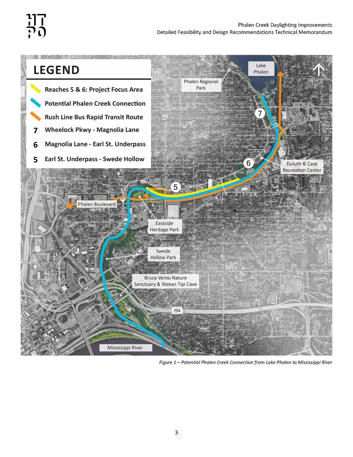 Figure 1 - Potential Phalen Creek connection from Lake Phalen to Mississippi River