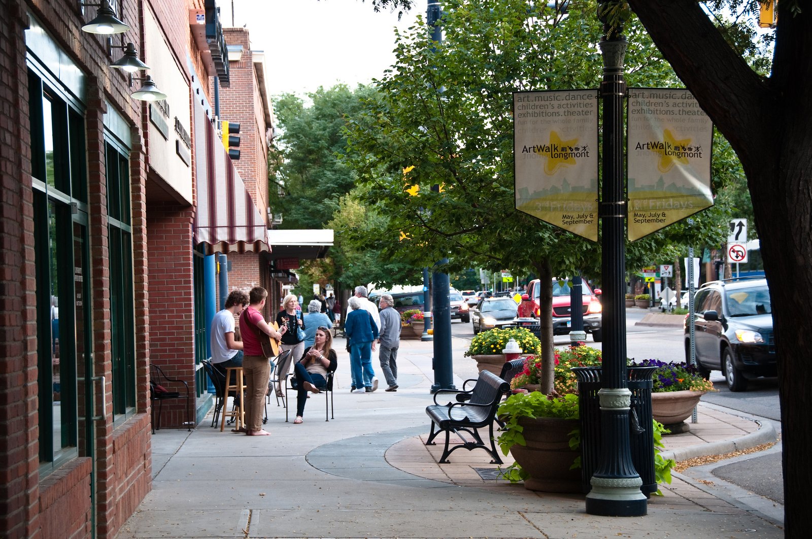 Looking down the street in downtown Longmont