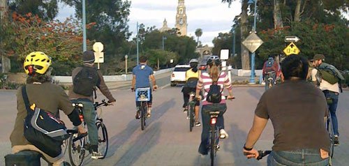 Bicyclists in Balboa Park