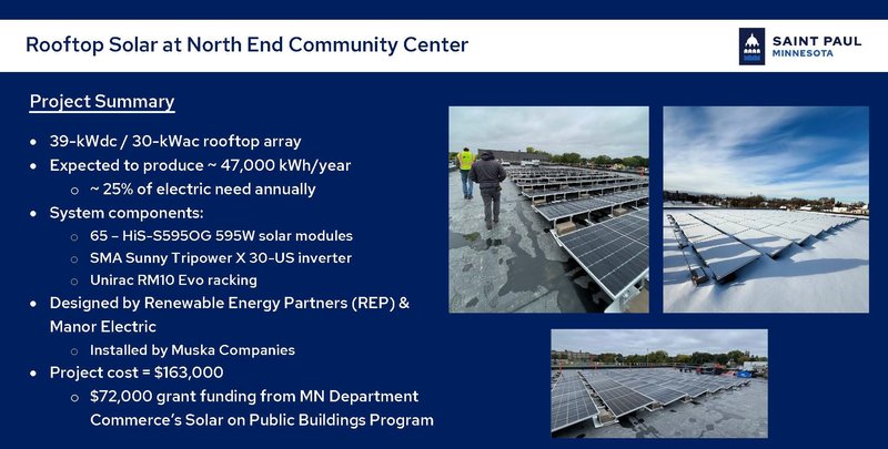 Summary of solar project at North End Community Center
