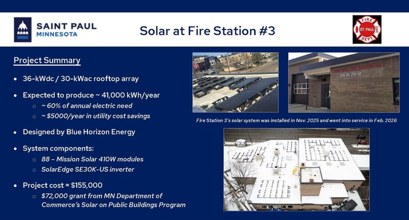Summary of solar project at Fire Station #3